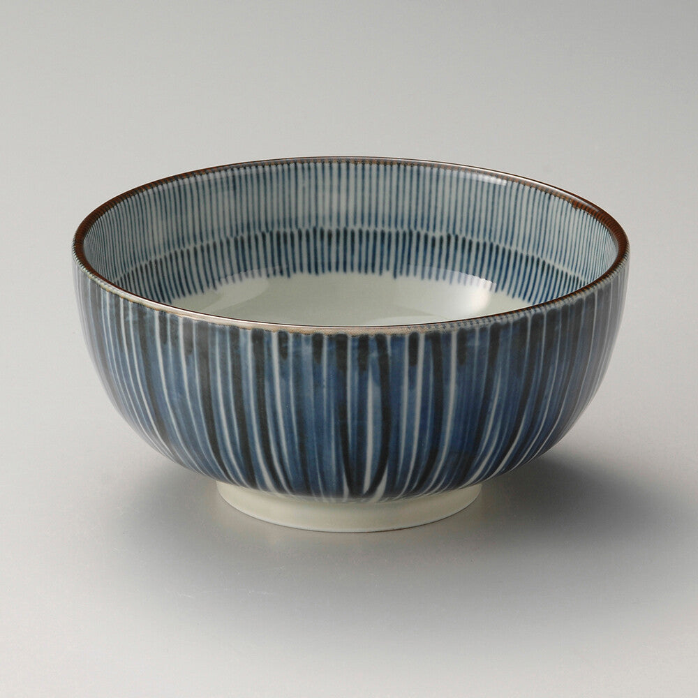Donburi skål med blå striber (17,3x8,5cm)