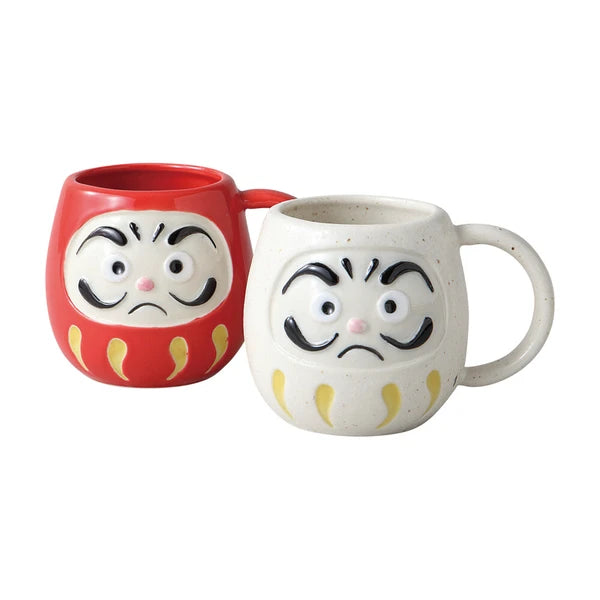 Kopsæt med daruma-motiv i rød og hvid