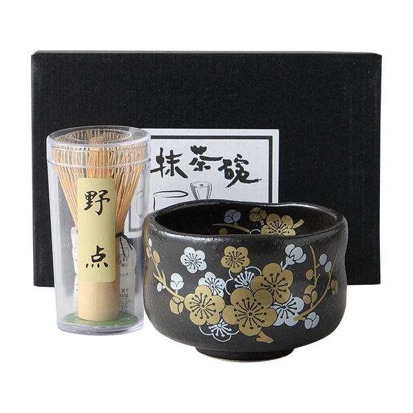Matcha sæt Sort med umeblomster