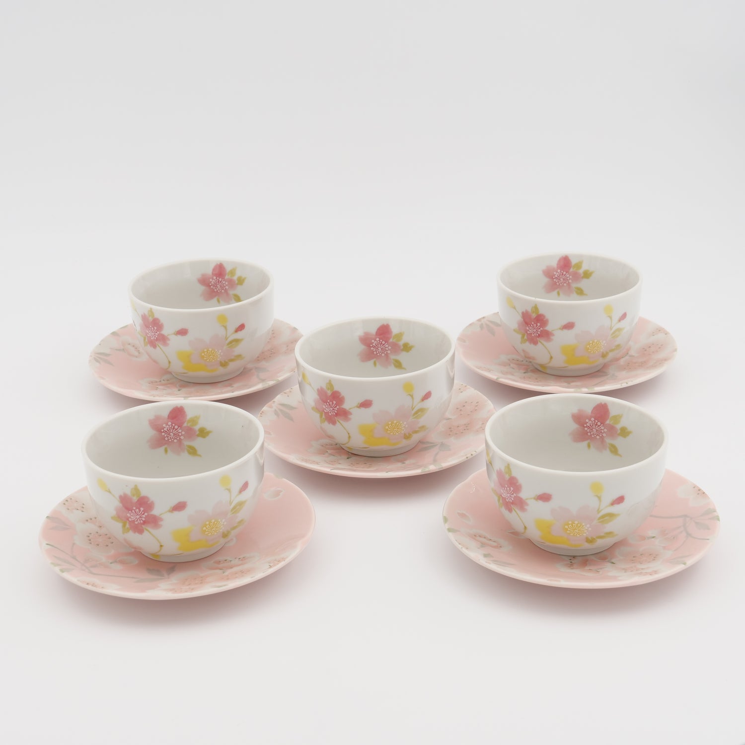 Tekopsæt med underkopper Lyserøde sakura